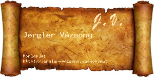 Jergler Vázsony névjegykártya